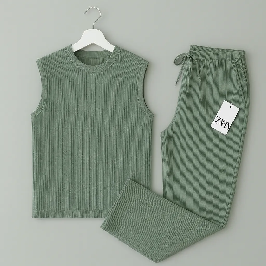 Measurements of Sleeveless t shirt and pant(Light Olive)