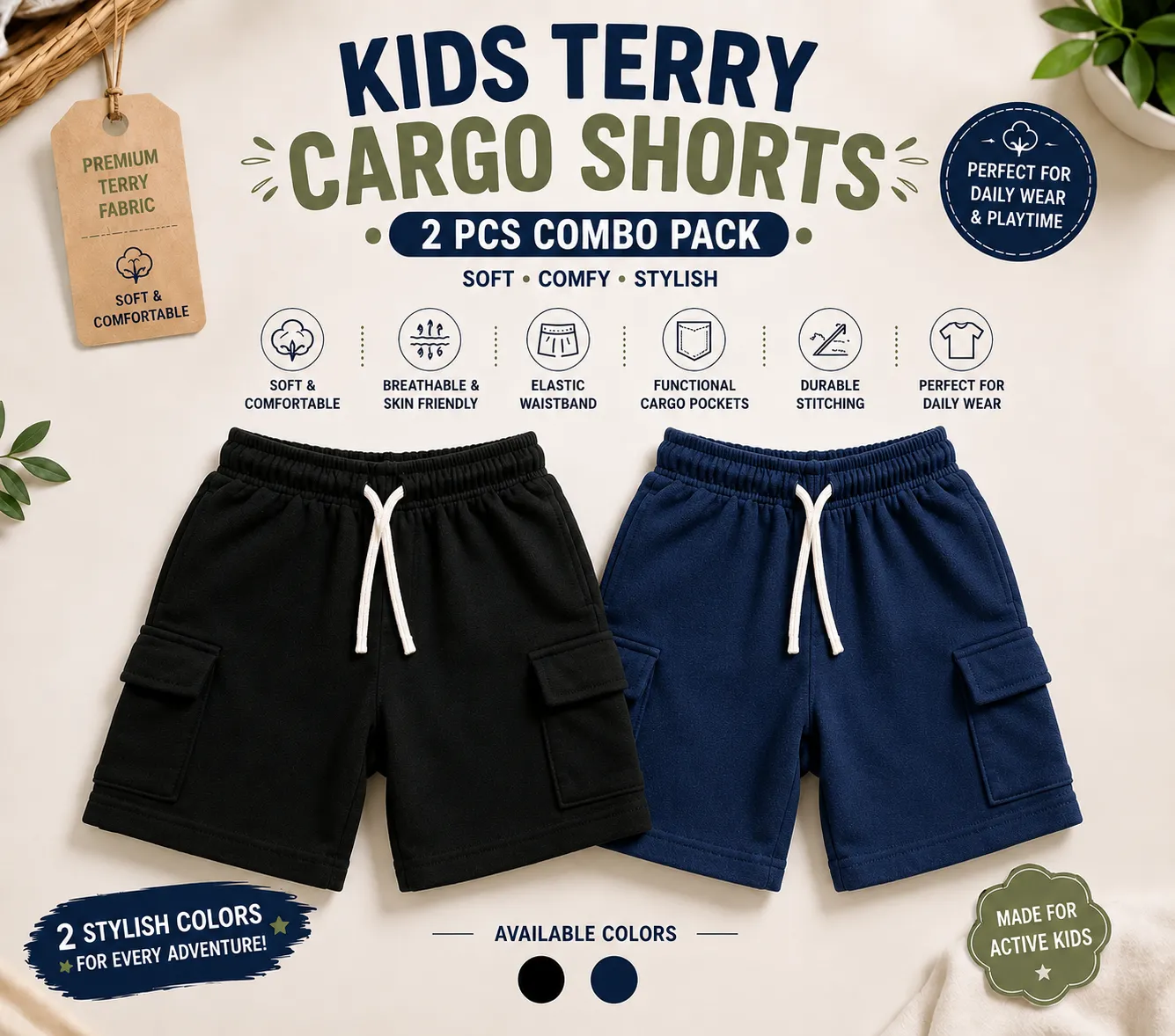 Kids Kargo Pant 2 Pcs Combo